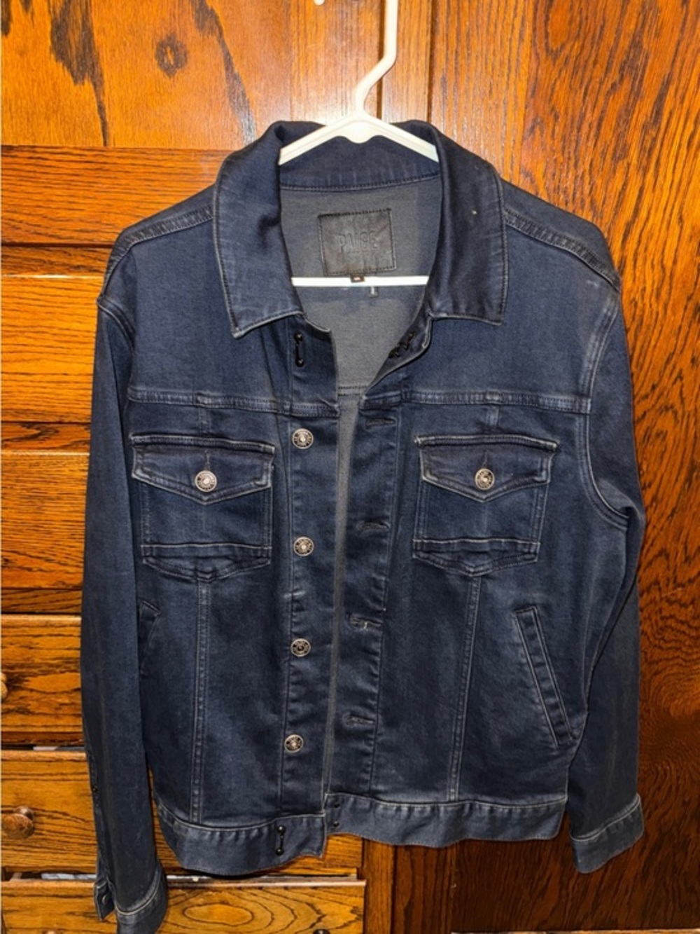 PAIGE Men's Navy Blue Denim Jacket - Casual Truckers Style